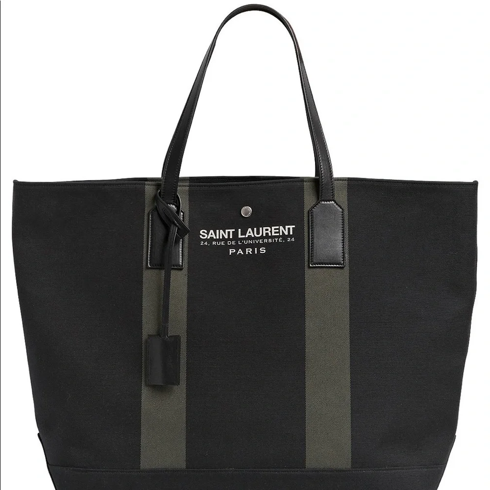 Saint Laurent Black Canvas Tote Bag